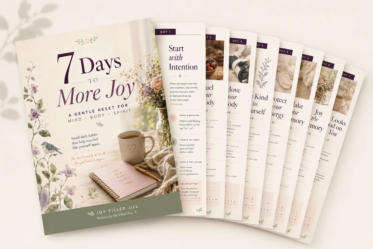 7 Days to More Joy free guide — cover and daily pages